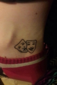 纹身小丑面具 男生脚踝上黑色的面具纹身图片