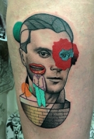 人物肖像纹身 女生大腿上人物纹身图片