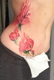 文艺花朵纹身 多款彩色渐变纹身文艺花朵纹身唯美图片