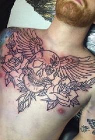纹身骷髅头 男生胸部骷髅头纹身图片
