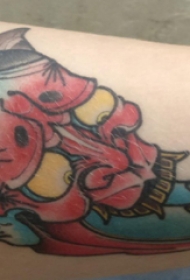 双大臂纹身 男生大臂上彩色的般若纹身图片