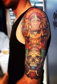 印第安纹身图案 男生手臂上印第安纹身图案
