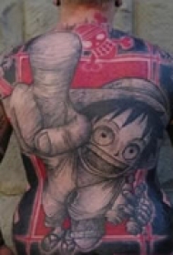 彩色卡通满背纹身