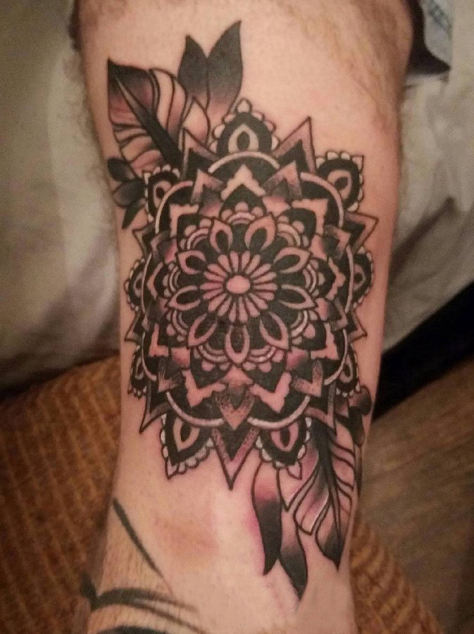 梵花纹身 男生欧美小腿纹身梵花纹身图案