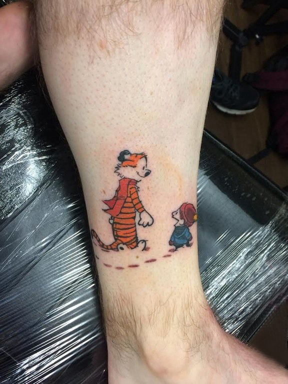 卡通可爱纹身图案 男生小腿上卡通纹身图案