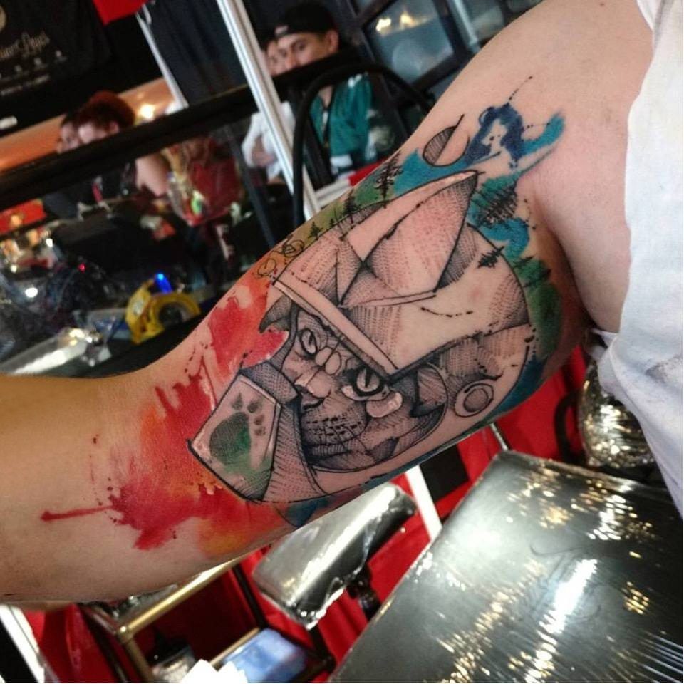 彩色泼墨纹身 多款小清新文艺纹身素描彩色泼墨纹身图案