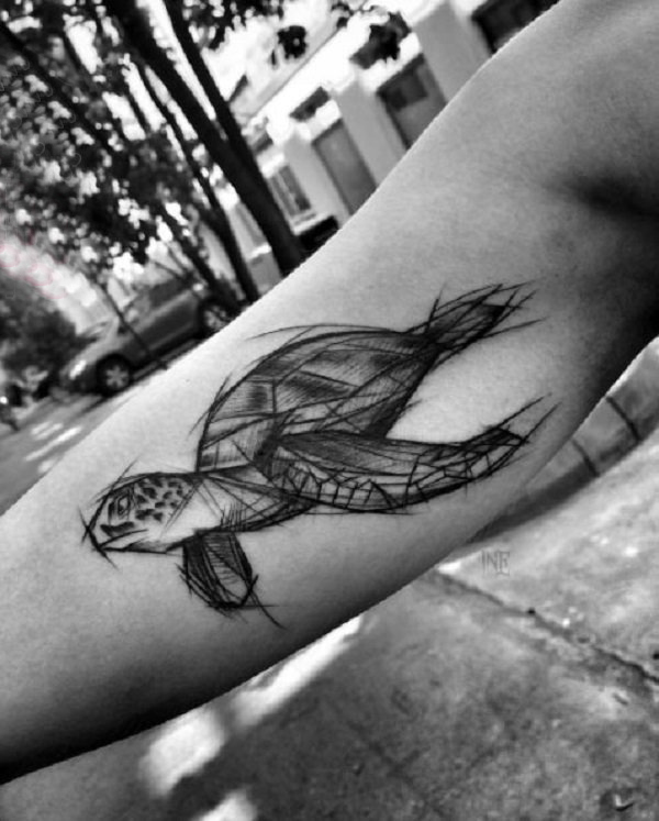 龟纹身 多款黑灰纹身点刺技巧龟纹身图案