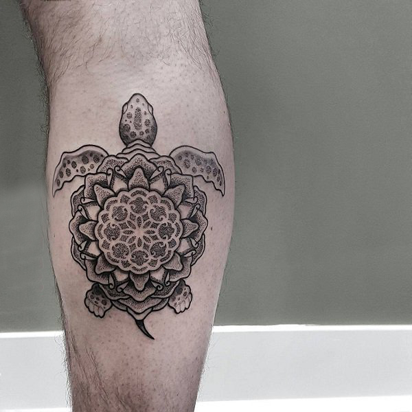 龟纹身 多款黑灰纹身点刺技巧龟纹身图案