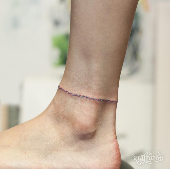 脚链纹身图 多款小清新文艺纹身彩色脚链纹身图案