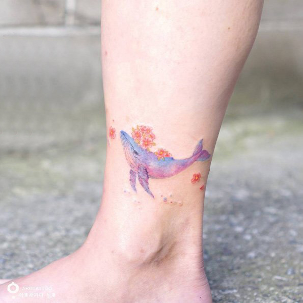 脚链纹身图 多款小清新文艺纹身彩色脚链纹身图案