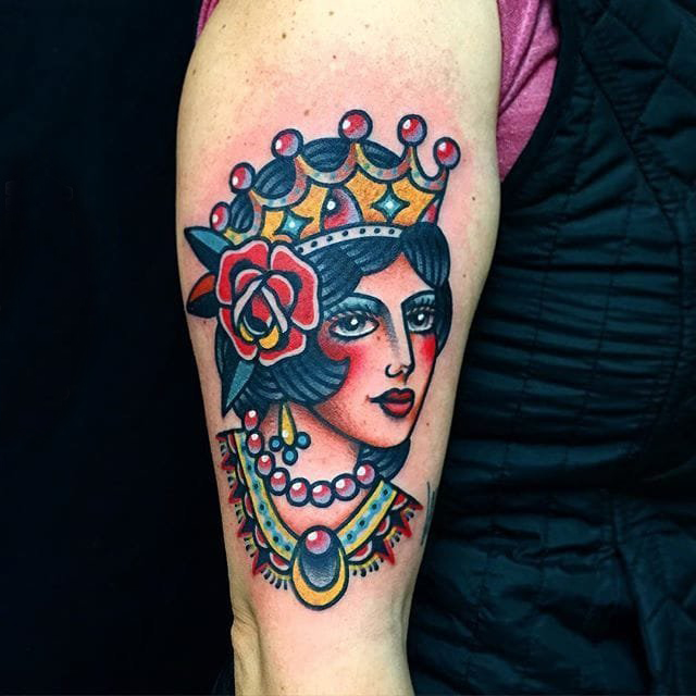 女性人物纹身图案 多款简单线条纹身彩色女生人物纹身图案