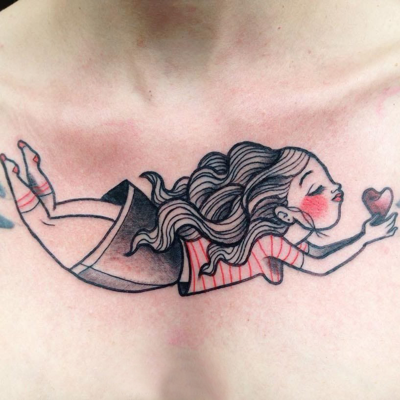 彩绘纹身 多款极简线条纹身素描彩色纹身图案