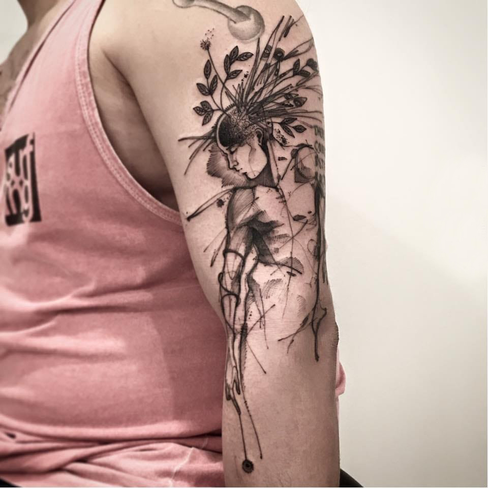 欧美抽象纹身 多款极简线条纹身素描欧美抽象纹身图案