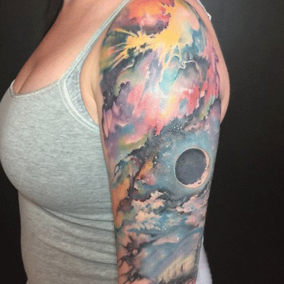 泼墨纹身素材 多款彩色渐变纹身泼墨纹身图案