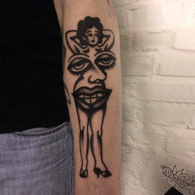 人物肖像纹身 多款简单线条纹身黑色人物纹身图案