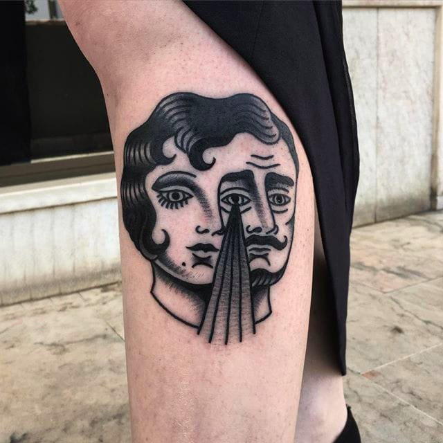 人物肖像纹身 多款简单线条纹身黑色人物纹身图案