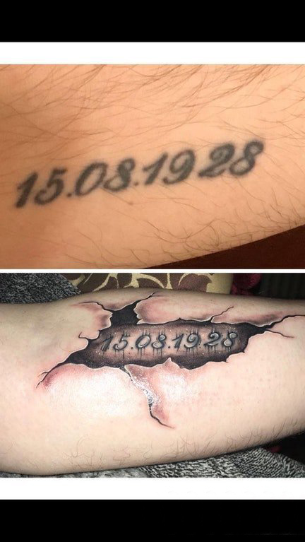 数字纹身图案 男生手臂上数字纹身图案