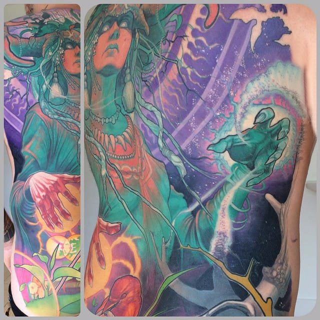 后背纹身图案 多款彩绘纹身素描后背纹身图案