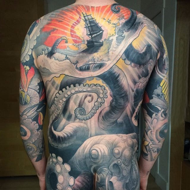 后背纹身图案 多款彩绘纹身素描后背纹身图案