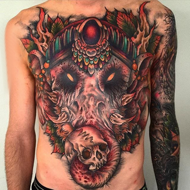 恐怖纹身 多款简单线条纹身彩色恐怖纹身图案