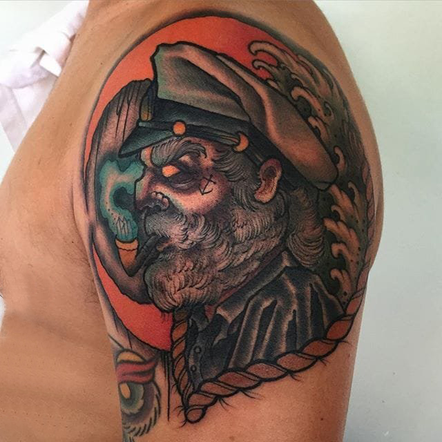 恐怖纹身 多款简单线条纹身彩色恐怖纹身图案