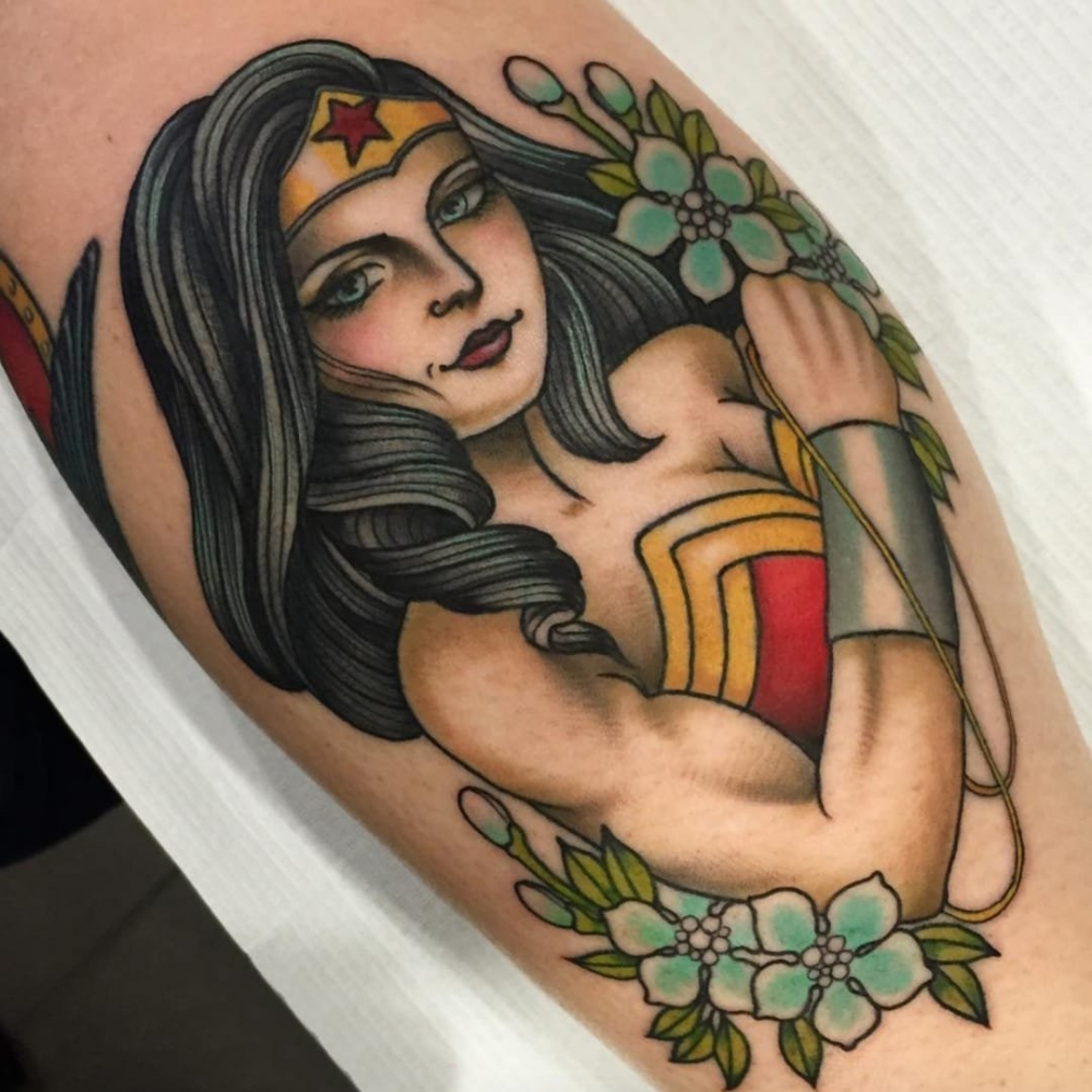 女生人物纹身图案 多款彩色纹身素描女性人物纹身图案