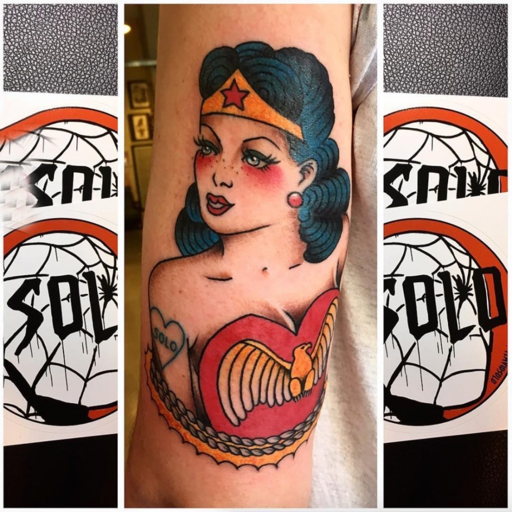 女生人物纹身图案 多款彩色纹身素描女性人物纹身图案