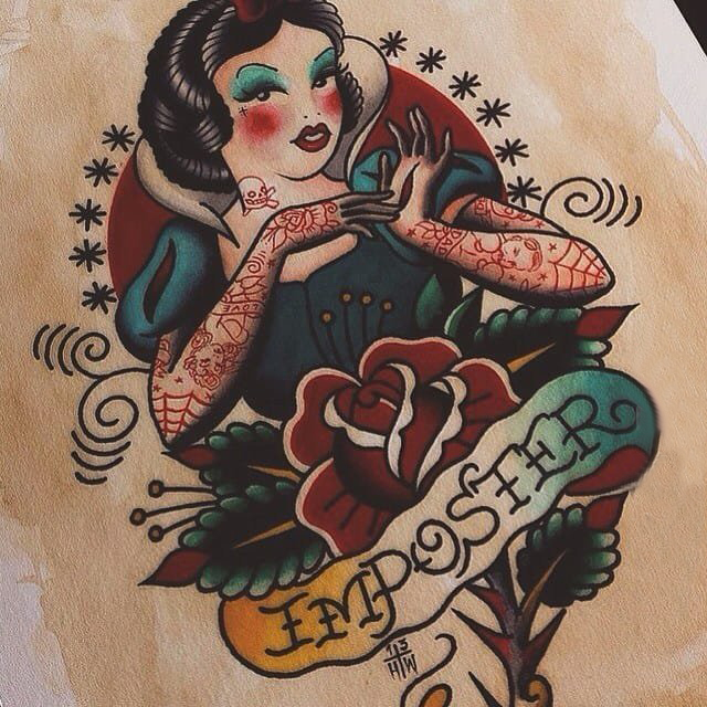 女性人物纹身图案 多款彩绘纹身素描女生人物纹身图案