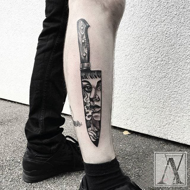欧美匕首纹身 多款简单线条纹身素描欧美匕首纹身图案