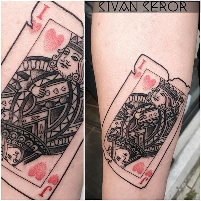 扑克牌纹身 多款彩绘纹身素描扑克牌纹身图案