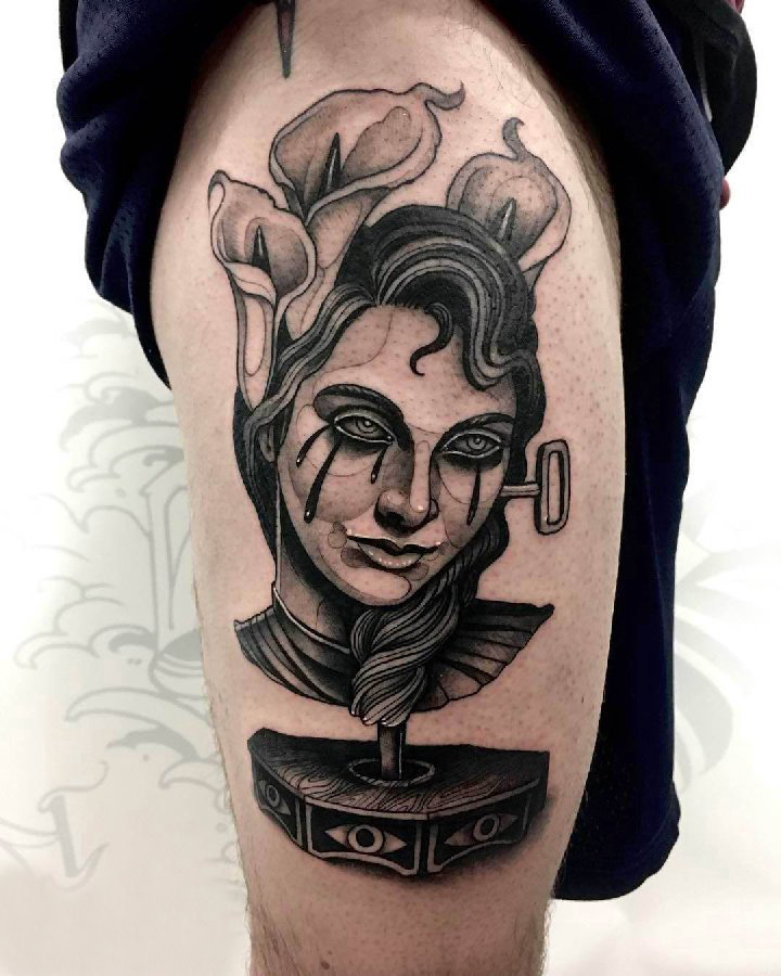 女生人物纹身图案 女生大腿上女性人物纹身图案