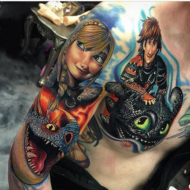 恐怖纹身 多款恐怖彩色人物纹身图案