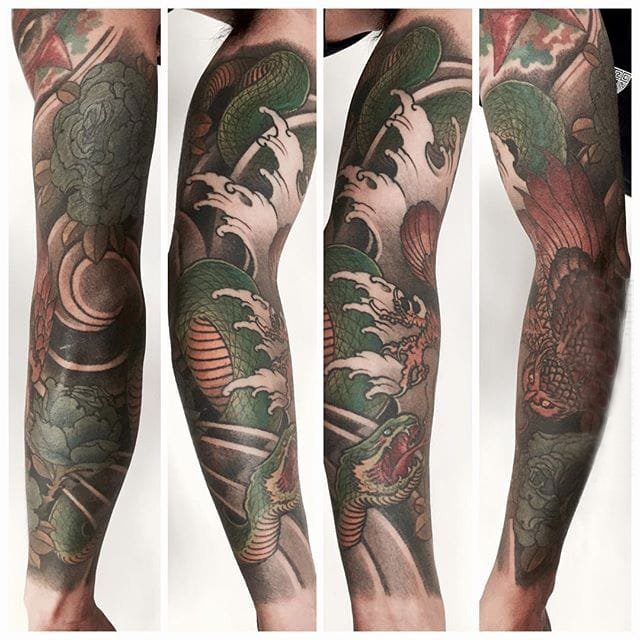 日本传统纹身图案 多款素描纹身彩色日本传统纹身图案