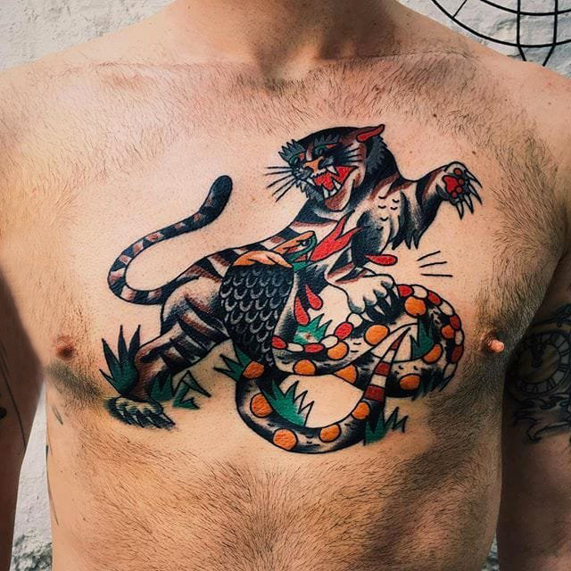 old school风格纹身 多款百乐动物纹身彩色old school风格纹身图案