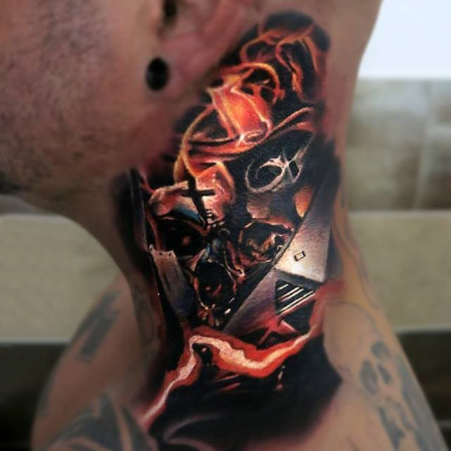 彩色纹身 多款彩色纹身素描抽象纹身图案