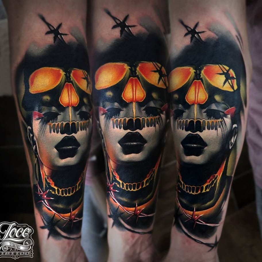 彩色纹身 多款彩色纹身素描抽象纹身图案