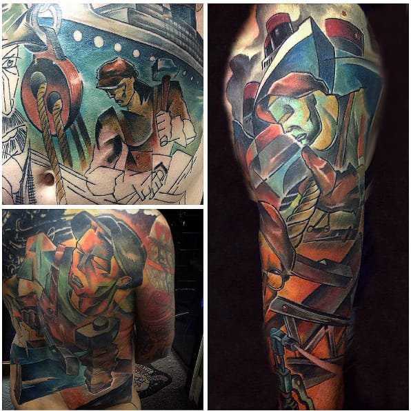 抽象线条纹身 多款彩色渐变纹身素描抽象线条纹身图案