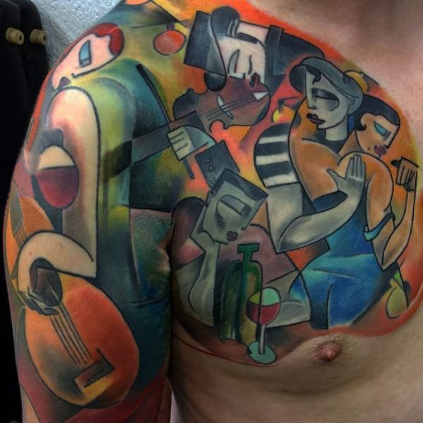 抽象线条纹身 多款彩色渐变纹身素描抽象线条纹身图案