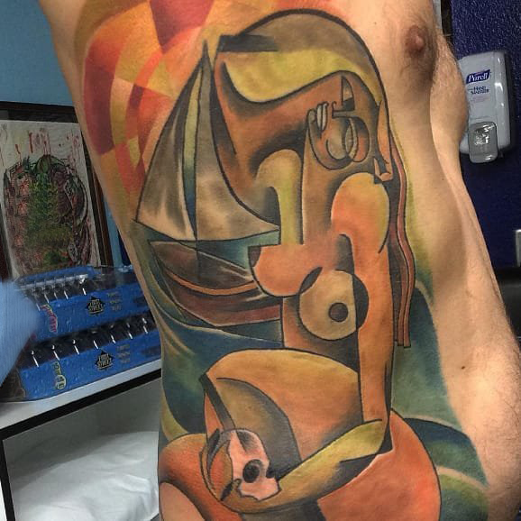 抽象线条纹身 多款彩色渐变纹身素描抽象线条纹身图案