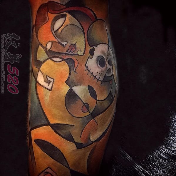 抽象线条纹身 多款彩色渐变纹身素描抽象线条纹身图案