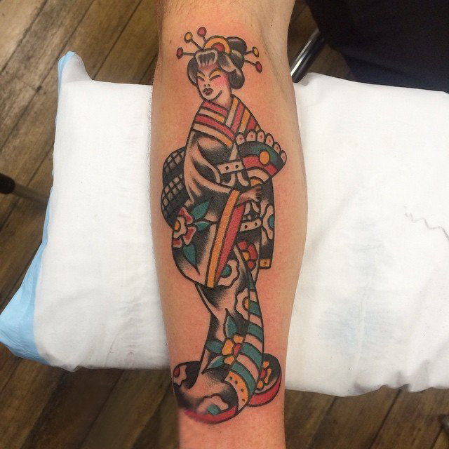 纹身女艺妓 多款简单线条纹身素描日本艺妓纹身图案