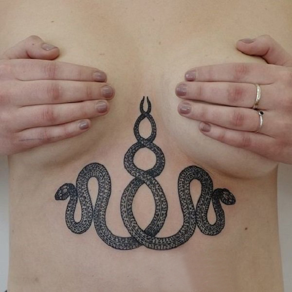 纹身蛇魔 多款简单线条纹身黑色蛇纹身图案