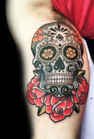 纹身骷髅头 多款彩绘纹身素描骷髅头纹身图案