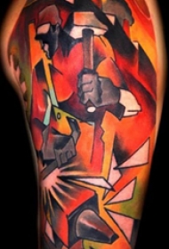 抽象线条纹身 多款彩色渐变纹身素描抽象线条纹身图案