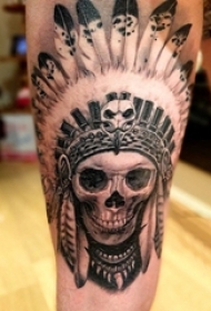 印第安人纹身 男生大腿上印第安人纹身图片