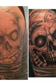 骷髅纹身 男生手臂上小骷髅头纹身图片