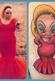 女生人物纹身图案 多款简单线条纹身素描人物肖像纹身图案