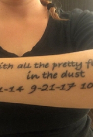 纹身 英文 女生手臂上数字纹身图案