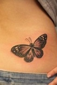 水墨艺术腰部纹身