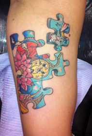 欧美拼图纹身 多款小清新文艺纹身彩色欧美拼图纹身图案